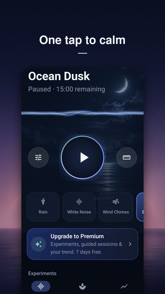 One tap to calm: the Ocean Dusk player.